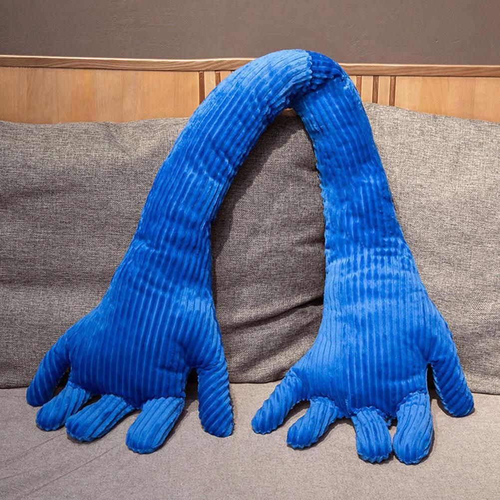 Blue Hand Shape Plush Pillows Long Strip Palm Cushion for Home Travel and Camping Sofa Pillows