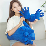 Blue Hand Shape Plush Pillows Long Strip Palm Cushion for Home Travel and Camping Sofa Pillows