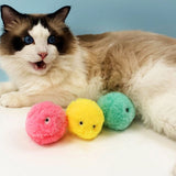 Plush Catnip Ball Cat Toy Lifelike Animal Chirping Sounds Interactive Cat Toys Soft Fluffy Plush Cat Ball Toys - Low Angle