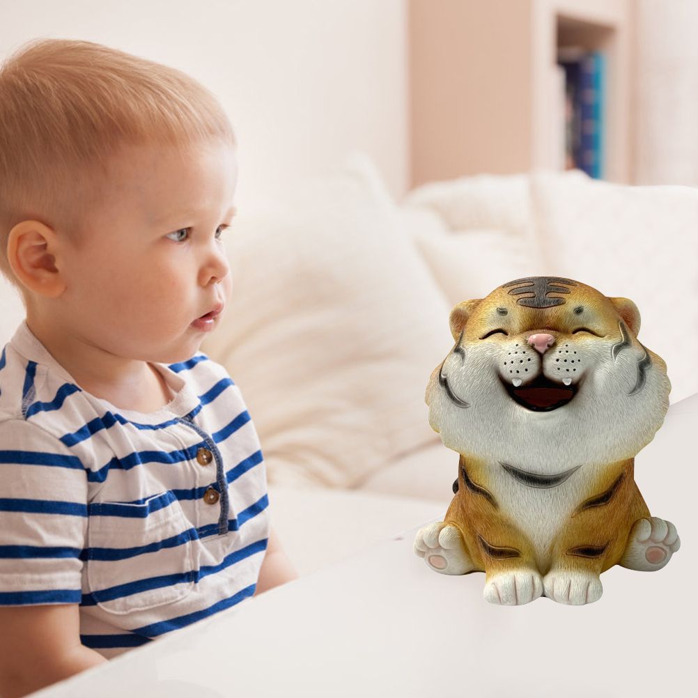 Coin Bank for Kids Must Break to Open Cute Animal Tiger Money Banks Resin Tiger Coin Saving Box Ornaments