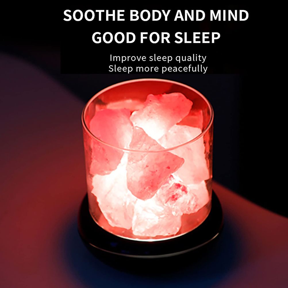 Salt Crystal Lamp Night Light USB Aroma Diffuser Salt Lamp Colorful Salt Crystal Lamp Fragrance Oil Diffuser for Office Yoga Bedroom