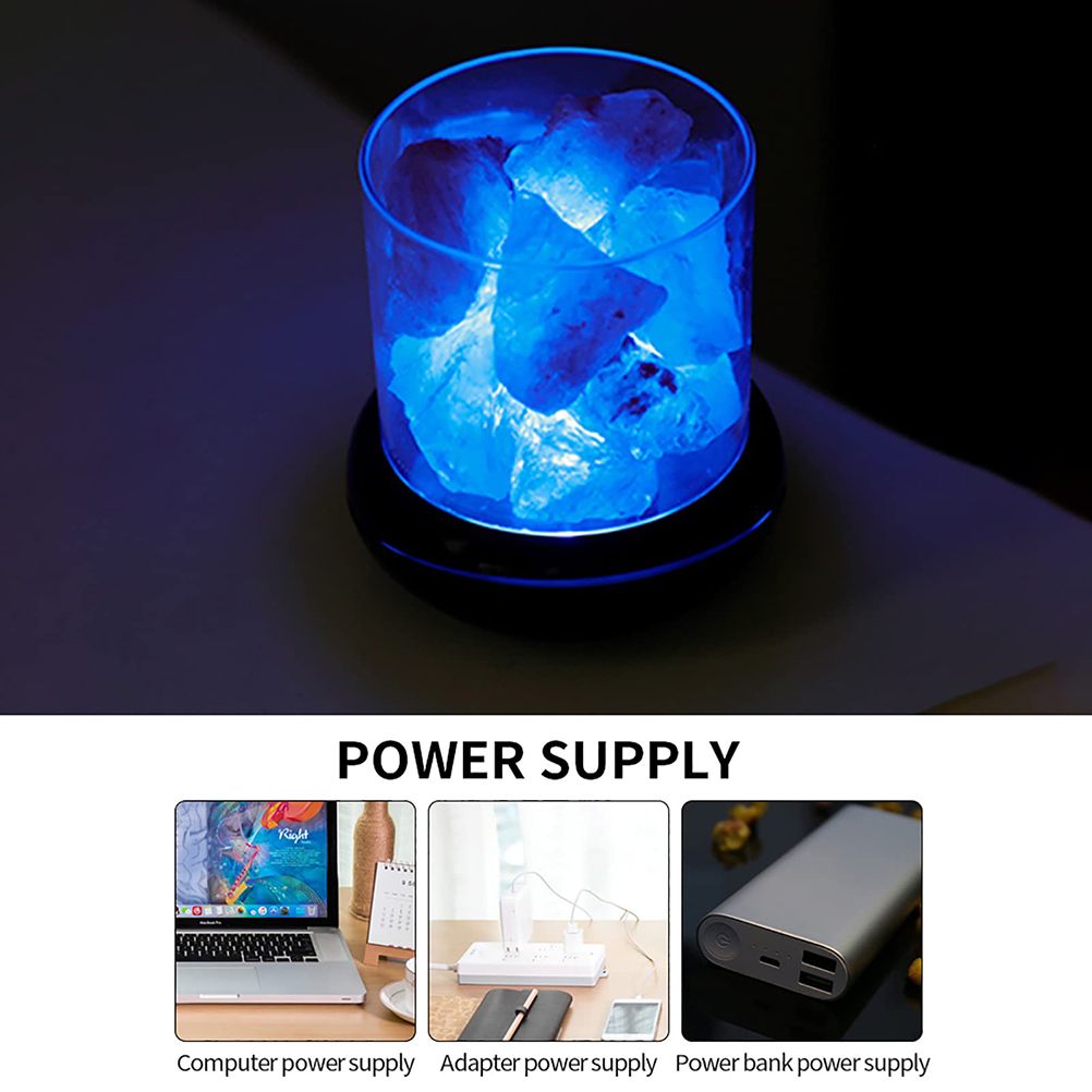 Salt Crystal Lamp Night Light USB Aroma Diffuser Salt Lamp Colorful Salt Crystal Lamp Fragrance Oil Diffuser for Office Yoga Bedroom