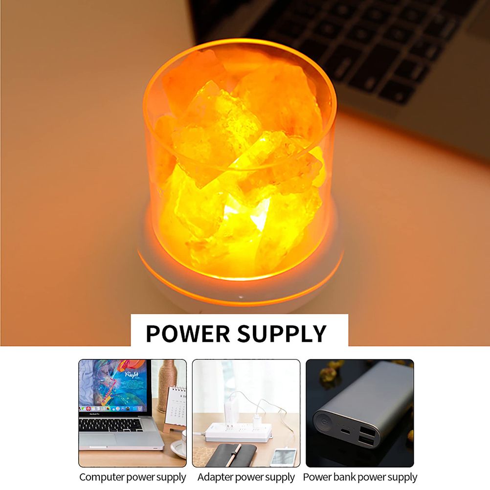 Salt Crystal Lamp Night Light USB Aroma Diffuser Salt Lamp Colorful Salt Crystal Lamp Fragrance Oil Diffuser for Office Yoga Bedroom