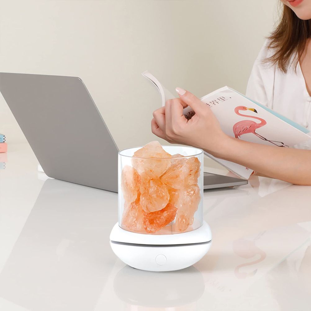 Salt Crystal Lamp Night Light USB Aroma Diffuser Salt Lamp Colorful Salt Crystal Lamp Fragrance Oil Diffuser for Office Yoga Bedroom