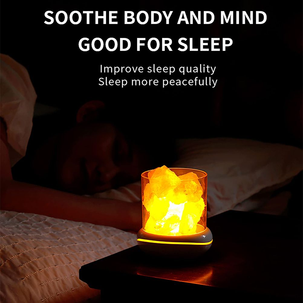 Salt Crystal Lamp Night Light USB Aroma Diffuser Salt Lamp Colorful Salt Crystal Lamp Fragrance Oil Diffuser for Office Yoga Bedroom