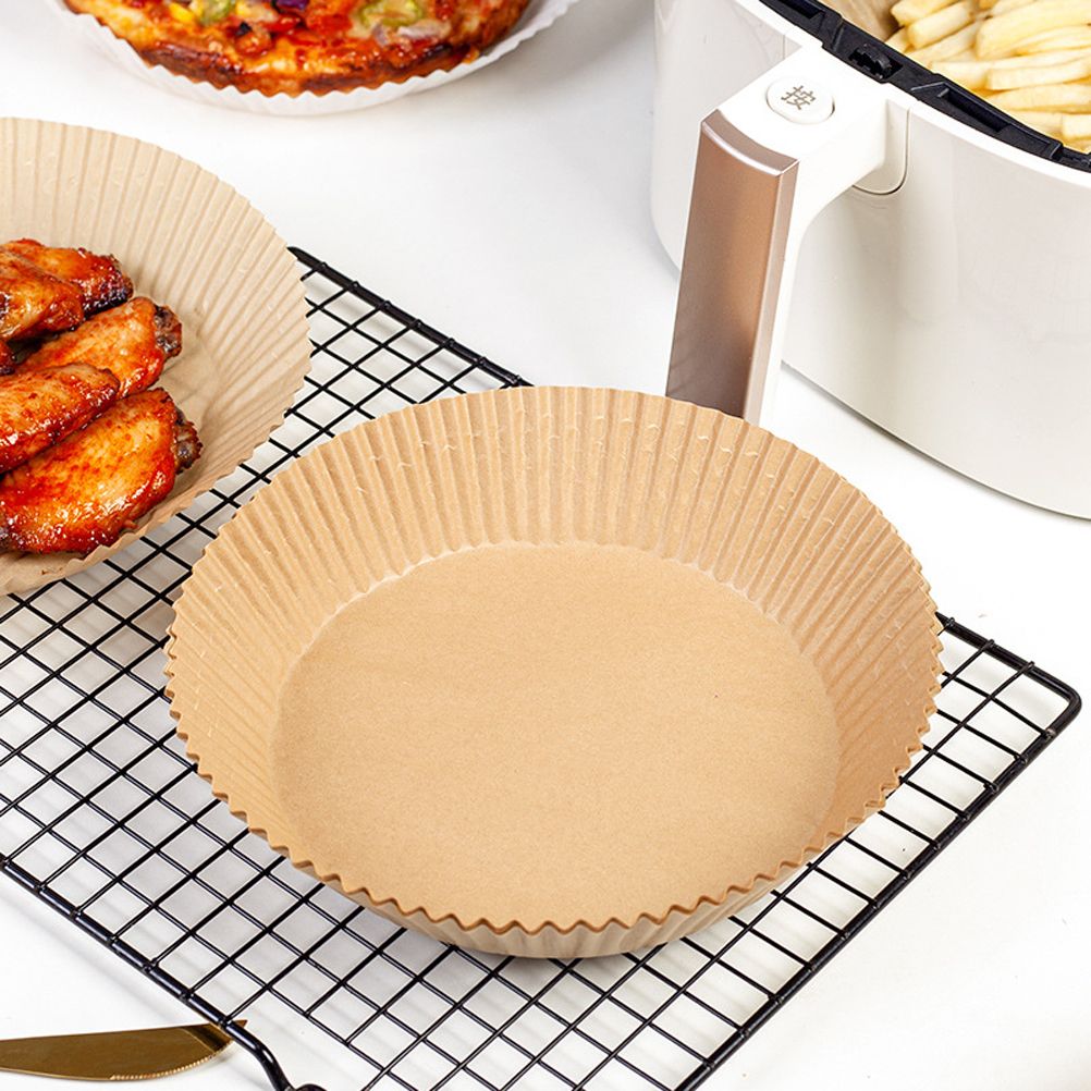 100 Pcs Air Fryer One Time Paper Liner Non Stick Air Fryer Paper Liners Oil Proof Parchment Baking Paper for Kitchen Microwave Oven