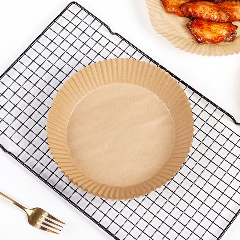 100 Pcs Air Fryer One Time Paper Liner Non Stick Air Fryer Paper Liners Oil Proof Parchment Baking Paper for Kitchen Microwave Oven
