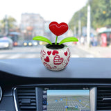 Solar Powered Dancing Flowers Swinging Ornament Electric Bobblehead Solar Flowers Toy for Car Home Decoration Gift - Rear View