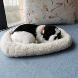 Realistic Sleeping dog Toy Breathing dog Stuffed Animal Doll with Mat Plush Toys for Children Home Ornament