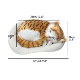 Realistic Sleeping Cat Toy Breathing Cat Stuffed Animal Doll with Mat Plush Toys for Children Home Ornament - Front View
