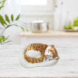 Realistic Sleeping Cat Toy Breathing Cat Stuffed Animal Doll with Mat Plush Toys for Children Home Ornament - Rear View