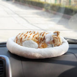 Realistic Sleeping Cat Toy Breathing Cat Stuffed Animal Doll with Mat Plush Toys for Children Home Ornament - Close-Up Angle