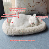 Realistic Sleeping Cat Toy Breathing Cat Stuffed Animal Doll with Mat Plush Toys for Children Home Ornament - Top-Down View