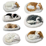 Realistic Sleeping Cat Toy Breathing Cat Stuffed Animal Doll with Mat Plush Toys for Children Home Ornament - 45-Degree Angle