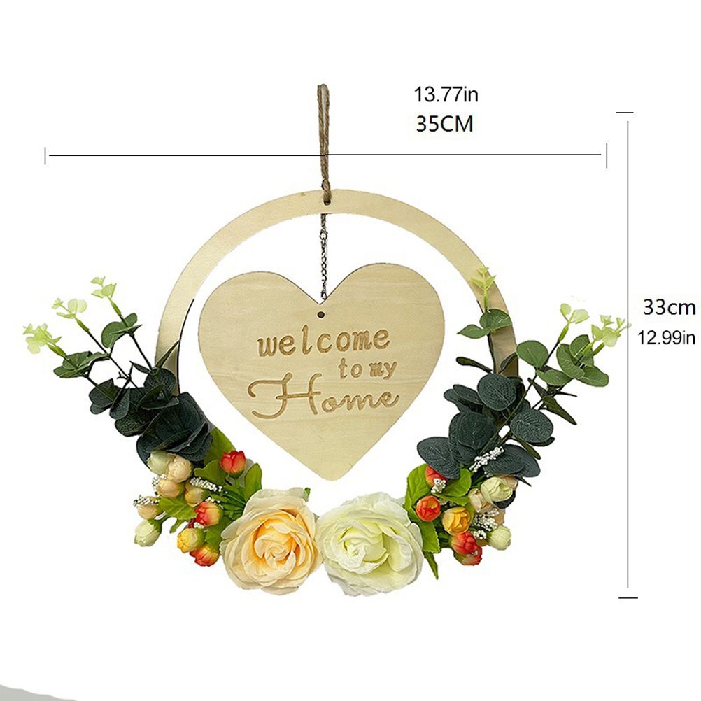Welcome to My Home Sign Front Door Wood Sign with Love Heart Garland Valentine's Day Decorations for Wall Door Decor