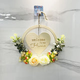 Welcome to My Home Sign Front Door Wood Sign with Love Heart Garland Valentine's Day Decorations for Wall Door Decor - 45-Degree Angle