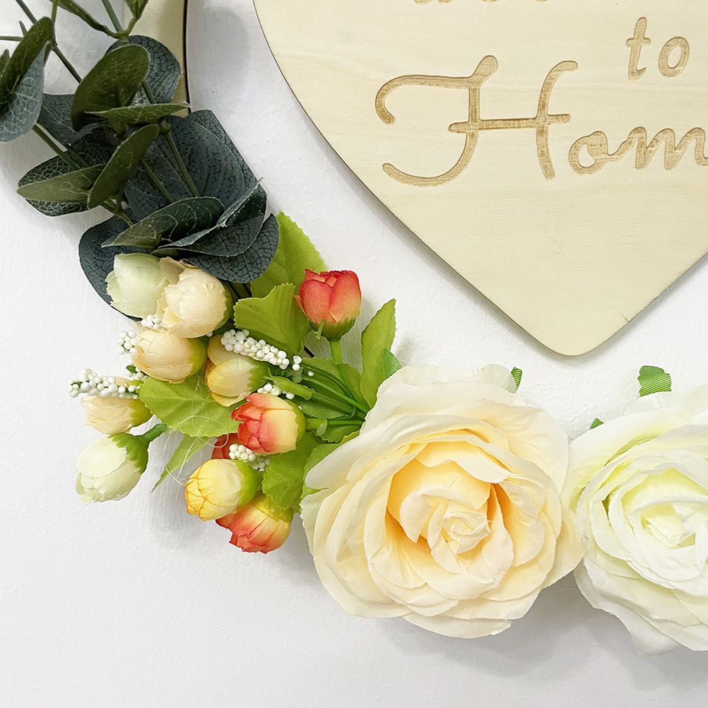 Welcome to My Home Sign Front Door Wood Sign with Love Heart Garland Valentine's Day Decorations for Wall Door Decor
