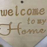 Welcome to My Home Sign Front Door Wood Sign with Love Heart Garland Valentine's Day Decorations for Wall Door Decor - Close-Up Angle