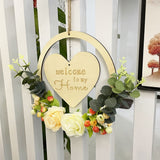 Welcome to My Home Sign Front Door Wood Sign with Love Heart Garland Valentine's Day Decorations for Wall Door Decor