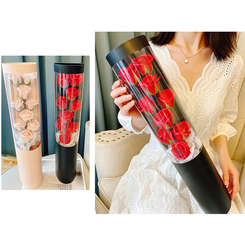 Soap Rose Flower Bouquet Gift Box Artificial Rose Flowers Rose Petal Bouquet Tube Valentine's Day Gift For Lover