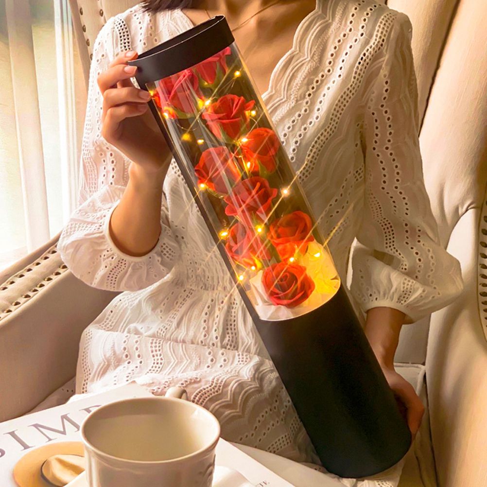 Soap Rose Flower Bouquet Gift Box Artificial Rose Flowers Rose Petal Bouquet Tube Valentine's Day Gift For Lover