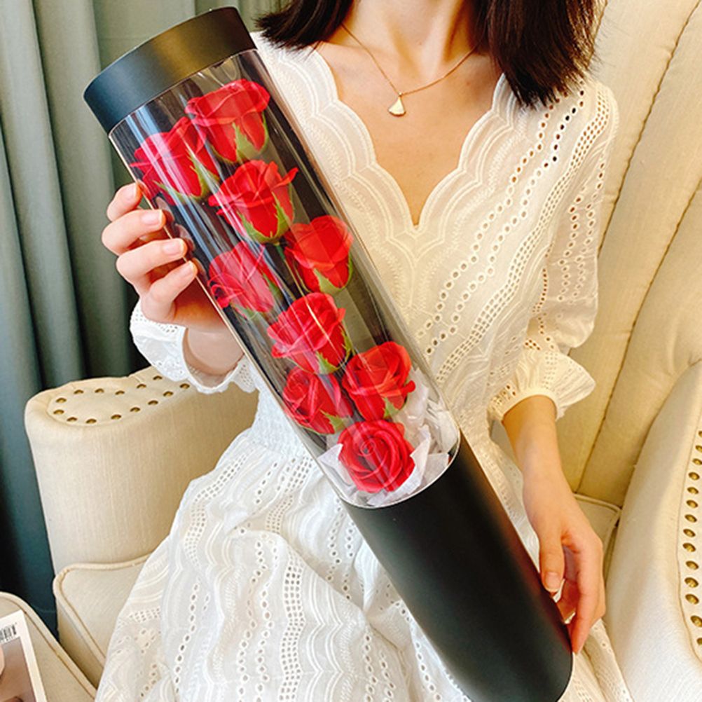 Soap Rose Flower Bouquet Gift Box Artificial Rose Flowers Rose Petal Bouquet Tube Valentine's Day Gift For Lover