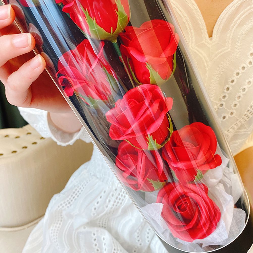 Soap Rose Flower Bouquet Gift Box Artificial Rose Flowers Rose Petal Bouquet Tube Valentine's Day Gift For Lover