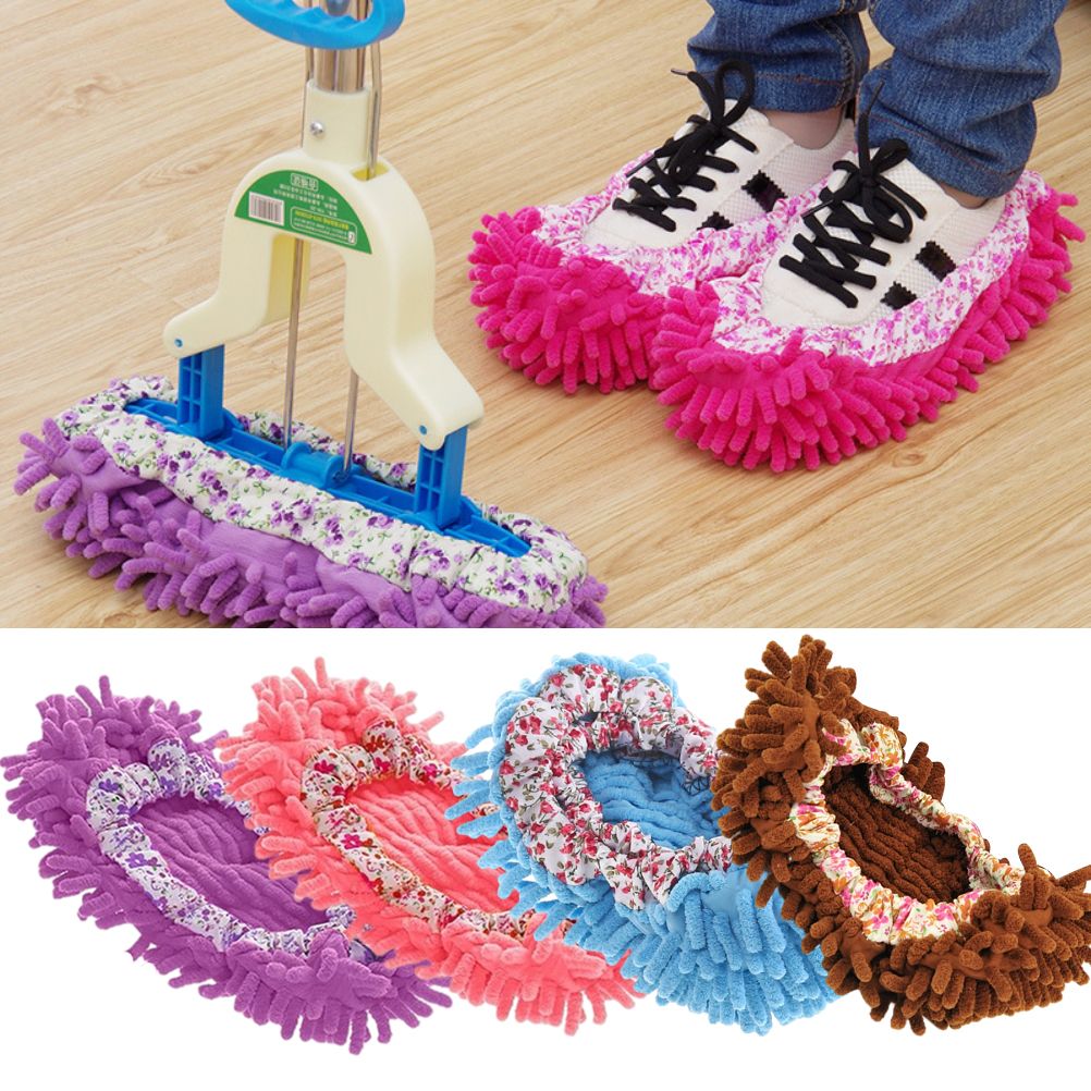 Floor Cleaning Mop Slippers Removable Shoe Covers Washable Mops Socks Sweeping Cleaning for Kitchen Bathroom Office