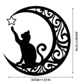Cute Black Cats Moon Metal Sign Arts Wall Hanging Pendant Decorations for Windows Doors Mantelpieces