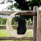 Metal Black Cat Moon Hanging Sign Cat On The Moon Wall Hanging Pendant Home Indoor Decor Gifts - Low Angle