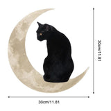 Metal Black Cat Moon Hanging Sign Cat On The Moon Wall Hanging Pendant Home Indoor Decor Gifts