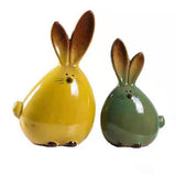 Ceramic Rabbit Figurines Easter Long Ear Bunny Ornament Desktop Animal Doll Home Office Room Decoration - Side View