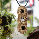 Hand Woven Hummingbird Houses Peanut Shape Natural Bird Nest Hut Straw Bird Nest Handmade Hanging Bird Hut for Window Home Garden - Rear View