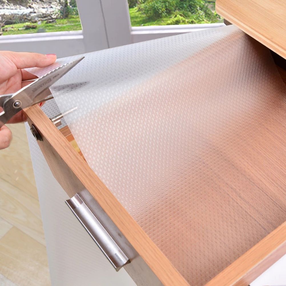 1 Roll Drawers Mat Shelf Liner for Kitchen Cabinet Oil Proof Closet Table Pad Moisture Proof Cupboards Mat
