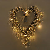 Valentine's Day Heart Wreath with Twigs and Light for Living Room Wall Staircase Door Decoration Wreath - Front View