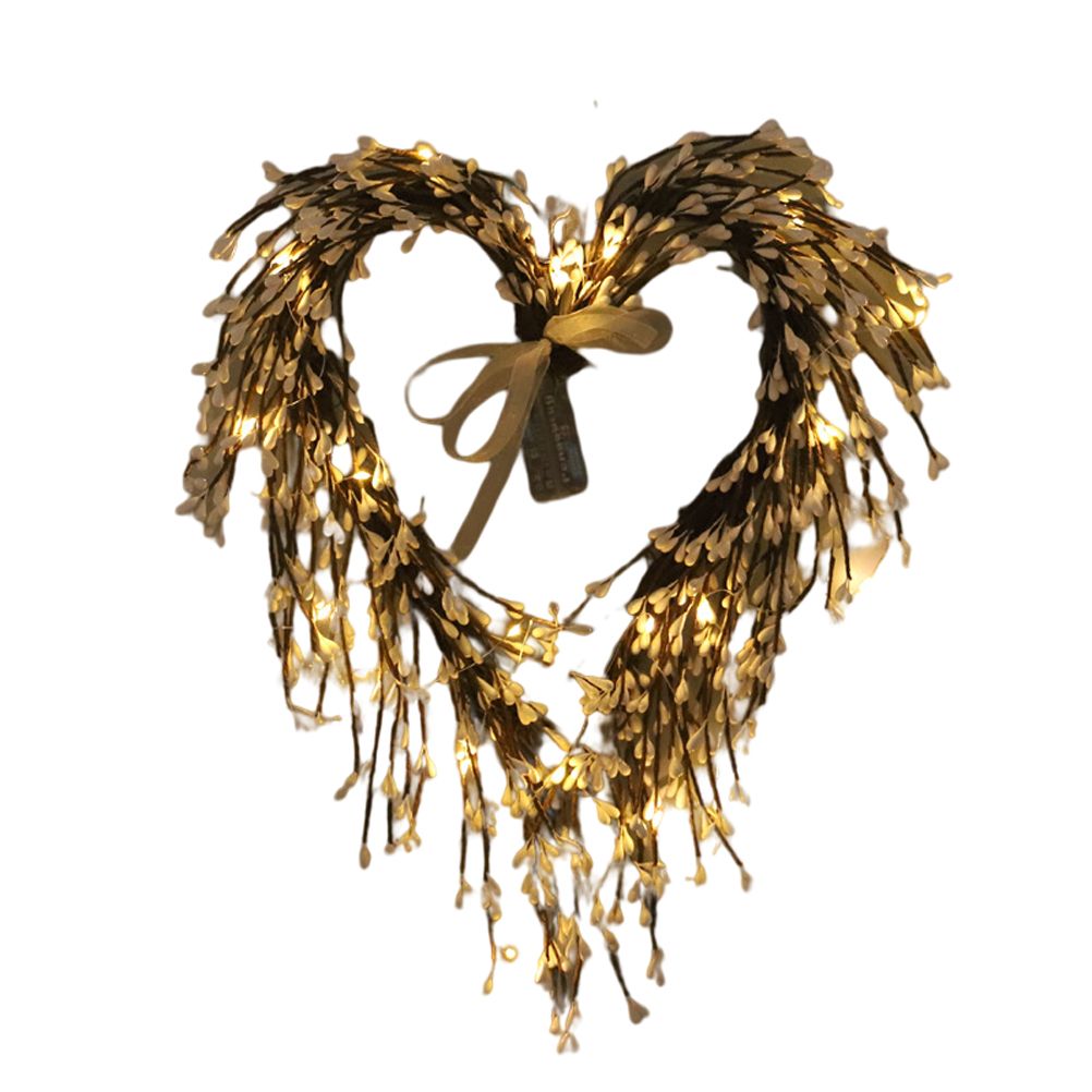 Valentine's Day Heart Wreath with Twigs and Light for Living Room Wall Staircase Door Decoration Wreath