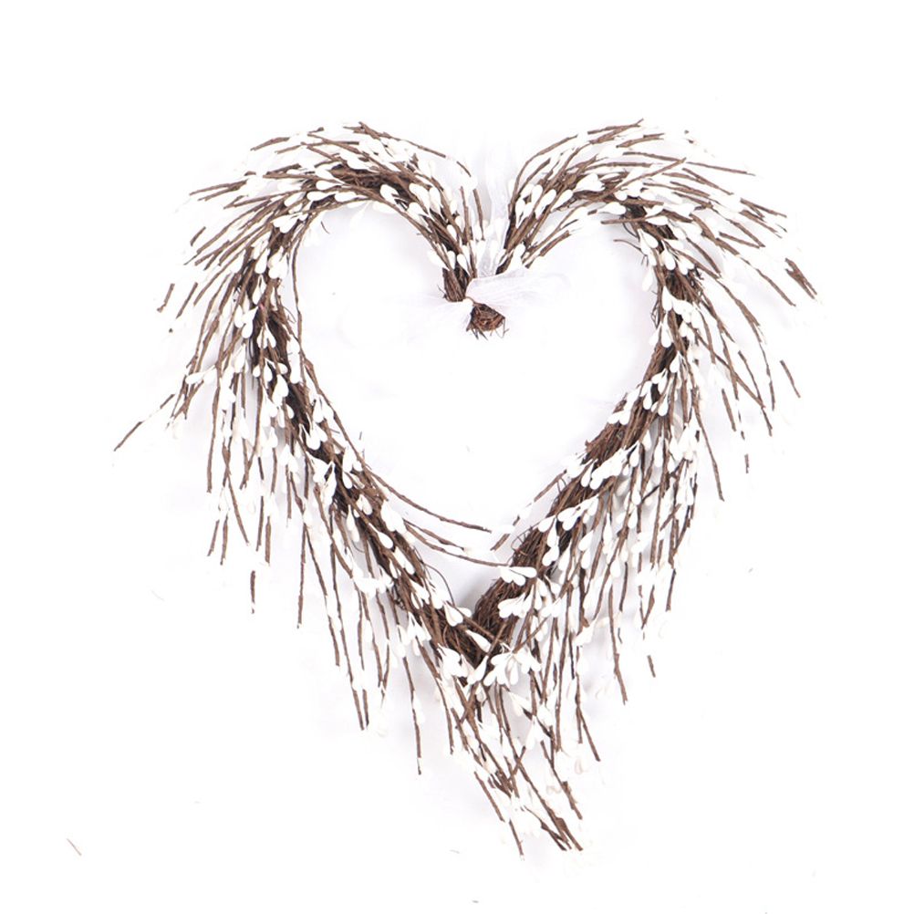 Valentine's Day Heart Wreath with Twigs and Light for Living Room Wall Staircase Door Decoration Wreath