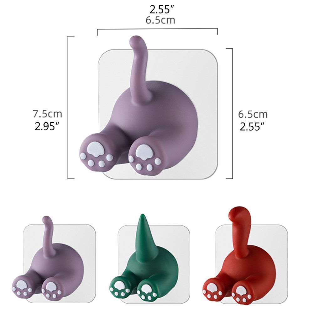Cute Cartoon Animal Tail Wall Hooks Multi Purpose Sticky Hooks for Hanging Toothbrush Shower Home Wall Organizer