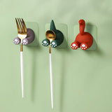 Cute Cartoon Animal Tail Wall Hooks Multi Purpose Sticky Hooks for Hanging Toothbrush Shower Home Wall Organizer - Close-Up Angle