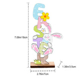 2 Pcs Easter Decorations Wooden Bunny Letter Printing Crafts Ornament Easter Decor for Home Table Party Arrangement Kids Gift - Top-Down View