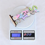 2 Pcs Easter Decorations Wooden Bunny Letter Printing Crafts Ornament Easter Decor for Home Table Party Arrangement Kids Gift - Close-Up Angle
