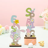 2 Pcs Easter Decorations Wooden Bunny Letter Printing Crafts Ornament Easter Decor for Home Table Party Arrangement Kids Gift