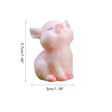 8Pcs Mini Pig Figurines Cake Cupcake Topper Decoration Pig Crafts Resin Ornament for Car Home Baby Shower Party Decor Gift - Front View