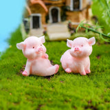 8Pcs Mini Pig Figurines Cake Cupcake Topper Decoration Pig Crafts Resin Ornament for Car Home Baby Shower Party Decor Gift - Side View