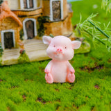 8Pcs Mini Pig Figurines Cake Cupcake Topper Decoration Pig Crafts Resin Ornament for Car Home Baby Shower Party Decor Gift - Top-Down View