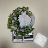 Easter Bunny Egg Wreath Acrylic Rabbit Egg Wreath Indoor Outdoor Easter Hanging Ornaments Home Front Door Party Decorations - Top-Down View