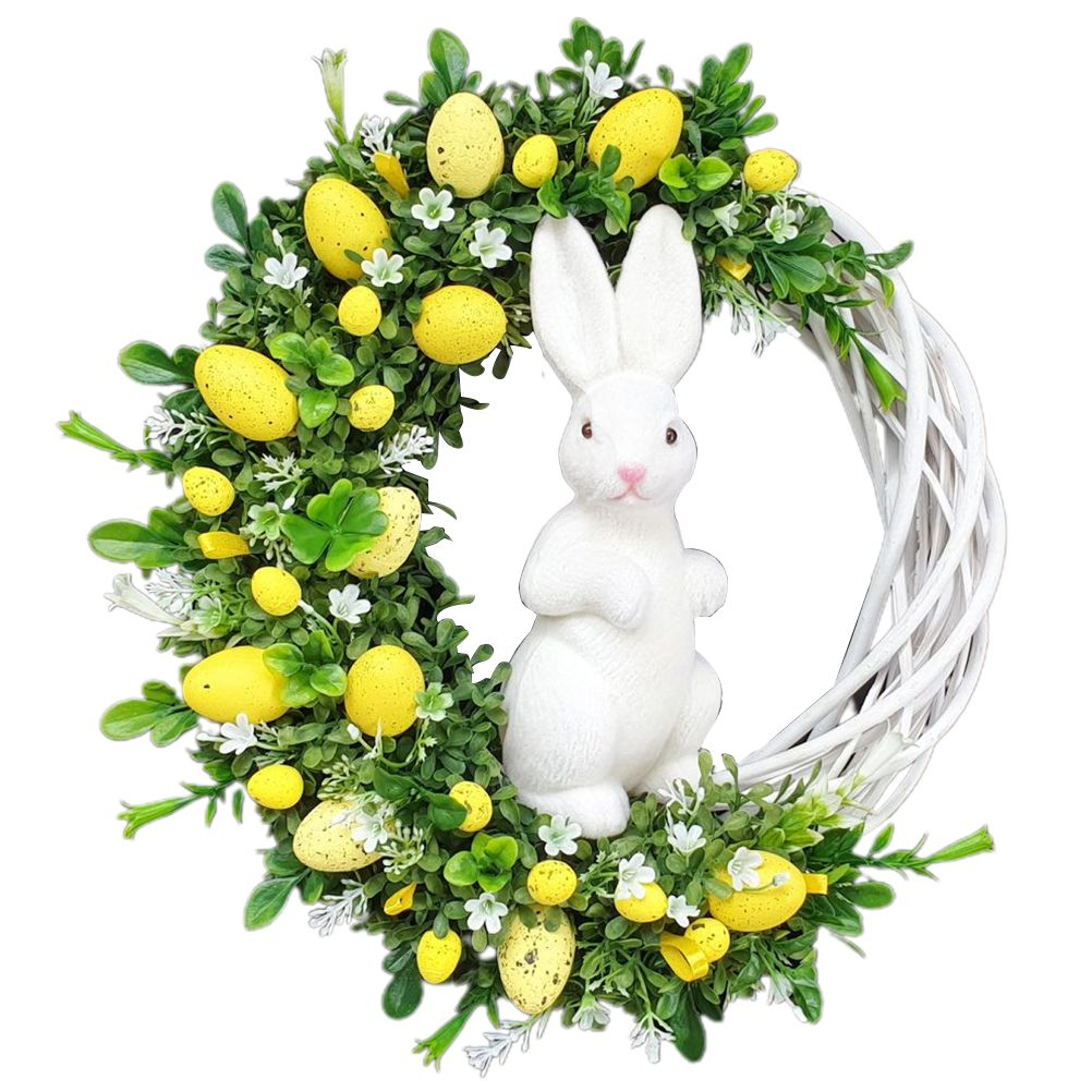 Easter Bunny Egg Wreath Acrylic Rabbit Egg Wreath Indoor Outdoor Easter Hanging Ornaments Home Front Door Party Decorations