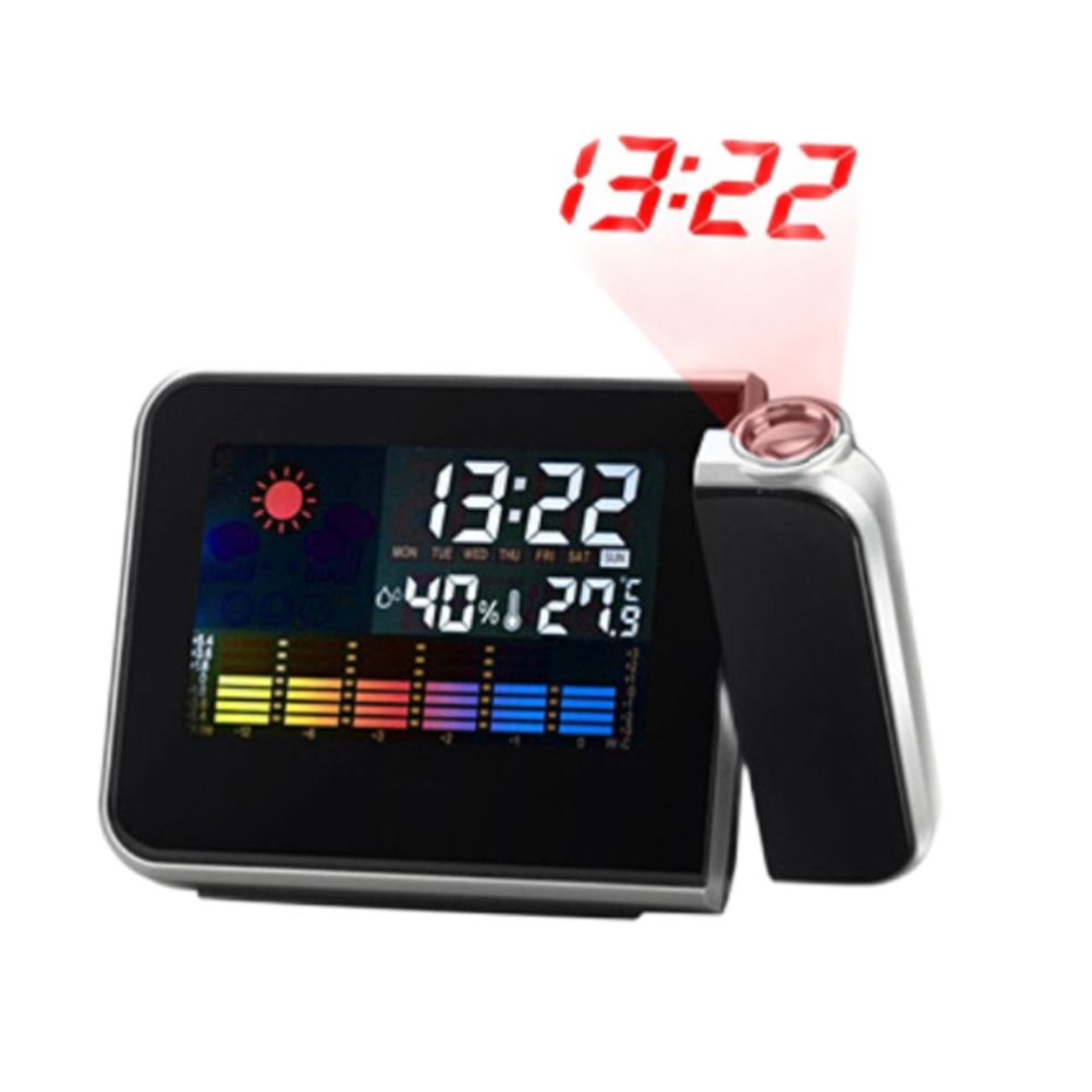 Projection Alarm Clock 180 Degree Adjustable Digital Projector Clock with Weather Station and Temperature Humidity LED Color Screen Perpetual Calendar Clock