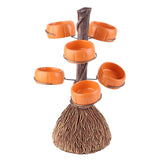 Snack Bowl Holder Halloween Pumpkin Snack Bowl Rack Witch Broom Decor Dessert Bowl Stand for Dining Table