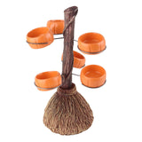 Snack Bowl Holder Halloween Pumpkin Snack Bowl Rack Witch Broom Decor Dessert Bowl Stand for Dining Table - Front View